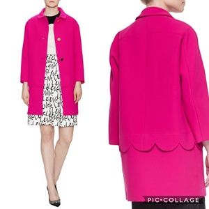 $698 Kate Spade Talia Cocoon Coat Scalloped Pink